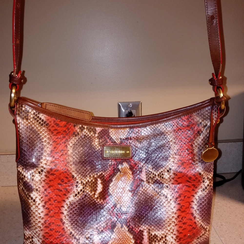 Rare Vintage Brahmin Jody Sangria Python Crossbody